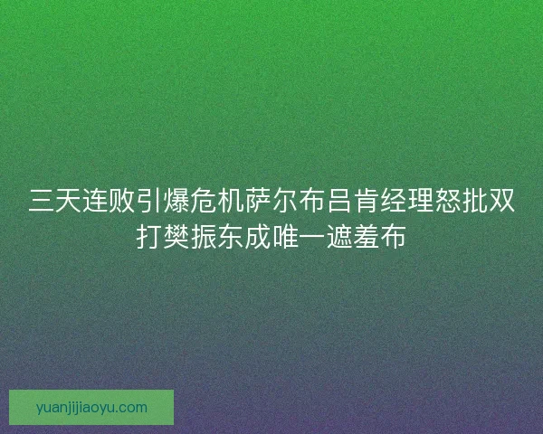 三天连败引爆危机萨尔布吕肯经理怒批双打樊振东成唯一遮羞布